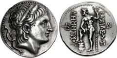 KINGS of MACEDON. Demetrios I Poliorketes. 306-283 BC. AR Tetradrachm (30mm, 1714 g, 6h). Amphipolis mint. Struck circa 291-290 BC. Diademed and horned head right / BAΣIΛEΩΣ ΔHMHTPIOY, Poseidon Pelaga