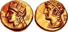 CYPRUS, Salamis. Nikokreon. Circa 331-310 BC. AV Stater (15.5mm, 8.28 g, 5h). Persian standard. Draped bust of Aphrodite left, hair rolled above forehead and falling in long wavy strands to front and 