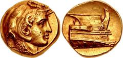 PTOLEMAIC KINGS of EGYPT. Ptolemy I Soter. As satrap, 323-305 BC. AV Stater (16mm, 8.51 g, 12h). Alexandreia mint. Struck circa 312/11 BC. Diademed head of the deified Alexander right, wearing elephan