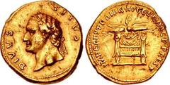 Trajan. AD 98-117. AV Aureus (18.5mm, 7.31 g, 6h). Restitution issue of Divus Titus. Rome mint. Struck circa AD 107 or 112/113. DIVVS TITVS, laureate head of Titus left / IMP CAES TRAIAN AVG GER DAC P