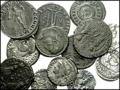 ROMAN IMPERIAL. Later Empire. Lot of thirteen AR and Æ. Includes the following: MAXIMINUS II, as Caesar. Æ Follis. Alexandria mint. Genius // LICINIUS I. Æ Follis. Thessalonica mint. Jupiter holding V