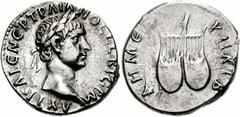LYCIA. Trajan. 98-117 AD. AR Drachm (17mm, 3.11 gm). Dated COS II, TR P (98 AD). Laureate bust right, seen from behind / ΥΠAT B ΔHM EΞ, owl standing right, head facing, on pair of lyres. BMC Lycia pg.