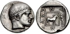 THRACE, Ainos. Circa 453/2-451/0 BC. AR Tetradrachm (25.5mm, 16.54 g, 9h). Antiadas, magistrate. Head of Hermes right, wearing petasos with pelleted rim and inscribed AINI / Goat standing right in lin
