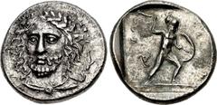 DYNASTS of LYCIA. Perikles. Circa 380-360 BC. AR Stater (23mm, 9.50 g, 6h). Antipellos (Kas) mint. Struck circa 380-375 BC. Head of Perikles facing slightly left, wearing laurel wreath, drapery around
