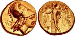 CYPRUS, Kition. Pumiathon. Circa 362/1-312 BC. AV Stater (17mm, 8.48 g, 1h). In the name and types of Alexander III. Struck circa 325-320 BC. Helmeted head of Athena right / Nike standing left, holdin