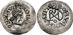 GEPIDS. Uncertain king. 454-552. AR Quarter Siliqua (18mm, 0.65 g, 1h). Imitating a Ravenna mint Quarter Siliqua of Theoderic in the name of Justinian I. Sirmium mint. D N V(retrograde S)(M over W)VIS