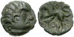 CELTIC, Britain. Cantiaci. Circa 50-30 BC. AE Unit (1.43 gm). Canterbury Lion Type. Estimate $300 CELTIC, Britain. Cantiaci. Circa 50-30 BC. AE Unit (1.43 gm). Canterbury Lion Type. Leonine male head 