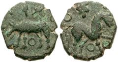 CELTIC, Britain. Cantiaci. Circa 40-20 BC. AE Unit (1.66 gm). Kentish Wolf Type. Estimate $300 CELTIC, Britain. Cantiaci. Circa 40-20 BC. AE Unit (1.66 gm). Kentish Wolf Type. Wolf left standing in fr
