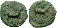 CELTIC, Britain. Catuvellauni & Trinovantes. Cunobelin. Circa 10-41 AD. AE Unit (2.34 gm). Bull Sacrifice Type. Estimate $300 CELTIC, Britain. Catuvellauni & Trinovantes. Cunobelin. Circa 10-41 AD. AE