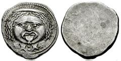 ETRURIA, Populonia. After 211 BC. AR 20 Asses (8.44 gm). Estimate $5000  ETRURIA, Populonia. After 211 BC. AR 20 Asses (8.44 gm). Gorgoneion facing; X:X below / Blank. Vecchi II 55; cf. SNG ANS 78; HN