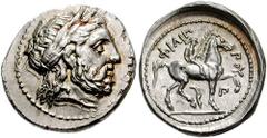 KINGS of MACEDON. Philip II. 359-336 BC. AR Tetradrachm (14.86 gm). Amphipolis mint. Struck under Philip III, circa 321-317 BC. Estimate $600 KINGS of MACEDON. Philip II. 359-336 BC. AR Tetradrachm (1