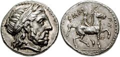 KINGS of MACEDON. Philip II. 359-336 BC. AR Tetradrachm (14.29 gm). Amphipolis mint. Struck under Philip III, circa 321-317 BC. Estimate $600 KINGS of MACEDON. Philip II. 359-336 BC. AR Tetradrachm (1