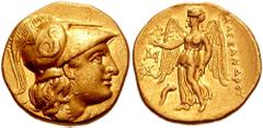 KINGS of MACEDON. Alexander III. 336-323 BC. AV Stater (8.56 gm). Abydos mint. Struck under Philip III, circa 318/7 BC. Estimate $1500 KINGS of MACEDON. Alexander III. 336-323 BC. AV Stater (8.56 gm).