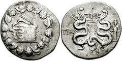 LYDIA, Tralles. Circa 128-85 BC. AR Cistophoric Tetradrachm (11.55 gm). Time-, magistrate. Estimate $150 LYDIA, Tralles. Circa 128-85 BC. AR Cistophoric Tetradrachm (11.55 gm). Time-, magistrate. Cist