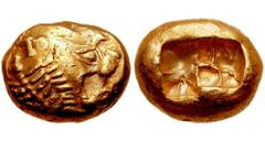 KINGS of LYDIA. Uncertain King. Circa early 6th century BC. EL Third Stater - Trite (4.74 gm). Estimate $750 KINGS of LYDIA. Uncertain King. Circa early 6th century BC. EL Third Stater - Trite (4.74 g