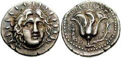 ISLANDS off CARIA. Rhodos, Rhodes. Circa 250-230 BC. AR Didrachm (6.58 gm). Mnasimachos, magistrate. Estimate $500 ISLANDS off CARIA. Rhodos, Rhodes. Circa 250-230 BC. AR Didrachm (6.58 gm). Mnasimach