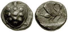 CILICIA, Mallos. Circa 385-333 BC. AR Hemiobol (0.42 gm). Estimate $150 CILICIA, Mallos. Circa 385-333 BC. AR Hemiobol (0.42 gm). Turtle / Swan right; lotus flower to right. SNG Levante 168 (this coin