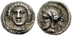 CILICIA, Tarsos. Time of Pharnabazos and Datames, Satraps. 379-372 BC. AR Hemiobol (0.32 gm). Estimate $100 CILICIA, Tarsos. Time of Pharnabazos and Datames, Satraps. 379-372 BC. AR Hemiobol (0.32 gm)