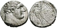 PHOENICIA, Tyre. 126 BC - 65 AD. AR Didrachm ­ Half Shekel (7.21 gm). Dated year 170 (44/5 AD). Estimate $750 PHOENICIA, Tyre. 126 BC - 65 AD. AR Didrachm ­ Half Shekel (7.21 gm). Dated year 170 (44/5