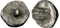 JUDAEA, Hellenistic Period. After 333 BCE. AR Hemiobol (0.32 gm). Estimate $250 JUDAEA, Hellenistic Period. After 333 BCE. AR Hemiobol (0.32 gm). Uncertain design, as a pellet / "YHWDH", bird (a dove?