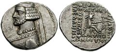KINGS of PARTHIA. Mithradates IV. 58/7 - 54/3 BC. AR Drachm (4.12 gm). Kangavar mint. Estimate $150 KINGS of PARTHIA. Mithradates IV. 58/7 - 54/3 BC. AR Drachm (4.12 gm). Kangavar mint. Diademed bust 