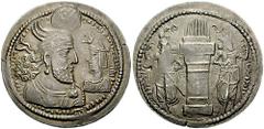 SASANIAN KINGS of PERSIA. Bahram II, with Prince 3. 276-293 AD. AR Drachm (4.17 gm). Estimate $750  SASANIAN KINGS of PERSIA. Bahram II, with Prince 3. 276-293 AD. AR Drachm (4.17 gm). Crowned and cui