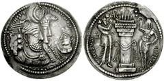 SASANIAN KINGS of PERSIA. Bahram II, with Queen and Prince 4. 276-293 AD. AR Drachm (4.04 gm). Estimate $300  SASANIAN KINGS of PERSIA. Bahram II, with Queen and Prince 4. 276-293 AD. AR Drachm (4.04 