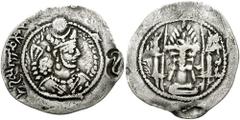 HEPHTHALITES. Khurasan. Circa 680-720 AD. AR Drachm (3.73 gm). Imitating Sasanian king Bahram V. Estimate $200 HEPHTHALITES. Khurasan. Circa 680-720 AD. AR Drachm (3.73 gm). Imitating Sasanian king Ba