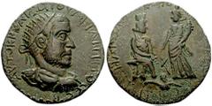 CILICIA, Diocaesarea. Philip I. 244-249 AD. Æ 33mm (16.57 gm). Estimate $200 CILICIA, Diocaesarea. Philip I. 244-249 AD. Æ 33mm (16.57 gm). Radiate, draped, and cuirassed bust right, seen from behind 