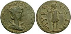 CILICIA, Lyrbe. Tranquillina, wife of Gordian III. Augusta, 241-244 AD. Æ 24mm (8.22 gm). Estimate $200 CILICIA, Lyrbe. Tranquillina, wife of Gordian III. Augusta, 241-244 AD. Æ 24mm (8.22 gm). Diadem