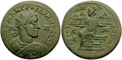 CILICIA, Tarsus. Gordian III. 238-244 AD. Æ 35mm (23.53 gm). Estimate $400  CILICIA, Tarsus. Gordian III. 238-244 AD. Æ 35mm (23.53 gm). Radiate, draped, and cuirassed bust right, seen from behind, ho