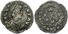 LEO I. 457-474 AD. AR Imitation Half Siliqua (0.80 gm). Constantinople mint. Estimate $200  LEO I. 457-474 AD. AR Imitation Half Siliqua (0.80 gm). Constantinople mint. Pearl-diademed, draped, and cui
