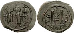 HERACLIUS, with HERACLIUS CONSTANTINE and MARTINA. 610-641 AD. Æ Follis (4.83 gm). Syrian mint. Dated year "17". Estimate $200 HERACLIUS, with HERACLIUS CONSTANTINE and MARTINA. 610-641 AD. Æ Follis (