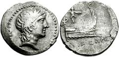 LYCIA, Phaselis. Circa 167-130 BC. AR Stater (26mm, 10.63 gm). Antigenes, magistrate. Laureate head of Apollo right / Athena Promachos standing right on prow of galley, brandishing thunderbolt and aeg