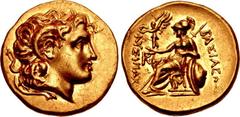 KINGS of THRACE, Macedonian. Lysimachos. 305-281 BC. AV Stater (19.5mm, 8.50 g, 6h). Uncertain mint. Posthumous issue, mid-3rd to late 2nd century BC. Diademed head of the deified Alexander right, wit