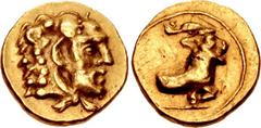 CYPRUS, Salamis. Evagoras I. Circa 411-374/3 BC. AV Tenth Stater (8mm, 0.72 g, 12h). Head or Herakles right, wearing lion skin / Forepart of man-headed goat right. Markou, L'or , Variant A, 213 (D5/R6