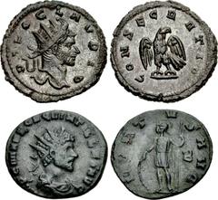 Divus Claudius II Gothicus and Quintillus. Lot of two (2) Antoniniani. Includes: (a) Divus Claudius II Gothicus. Died AD 270. (21.5mm, 5.15 g, 5h). Commemorative issue. Cyzicus mint, 1st officina. Rad