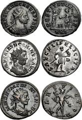 Carus to Numerian. Lot of three (3) Antoniniani. Includes: (a) Carus. AD 282-283. (22mm, 3.66 g, 12h). Siscia mint. Pre-emission, mid October AD 282. Radiate and cuirassed bust right / Female standing