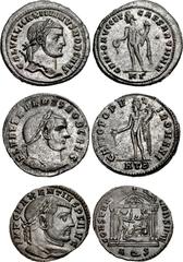 Maximinus II to Maxentius. Lot of three (3) folles. Includes: (a) Maximinus II. As Caesar, AD 305-309. Æ Follis (29mm, 10.53 g, 12h). Cyzicus mint, 3rd officina. Struck circa AD 306. Laureate head rig