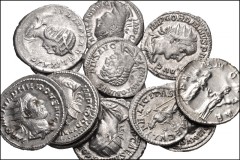 ROMAN. Imperial. Lot of thirteen (13) silver coins from Julia Domna to Valens. Includes: Julia Domna. AR Antoninianus // Elagabalus. AR Denarius // Julia Soaemias. AR Denarius // Julia Maesa. AR Denar