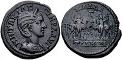 MOESIA INFERIOR, Callatis. Otacilia Severa. Augusta, AD 244-249. Æ Triassarion (23mm, 8.27 g, 7h). Draped bust right, wearing stephane / The Dioscuri standing facing one another, each holding spear an