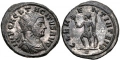 Tacitus. AD 275-276. Antoninianus (22mm, 3.88 g, 1h). Rome mint, 6th officina. 1st emission, November AD 275. Radiate, draped, and cuirassed bust right / Mars standing left, holding branch, shield, an