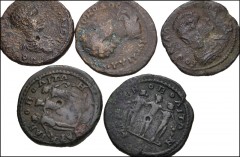 ROMAN. Provincial. Lot of five (5) bronze coins of Marcianopolis in Moesia Inferior. All coins with the Three Graces on reverse. Includes: Commodus. H&J 6.10.26.2 corr. (obv. legend) // Julia Domna. H