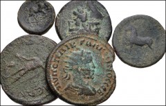 MIXED. Greek-Roman Provincial. Lot of five (5) bronze coins of Adana in Cilicia. Includes: GREEK: Æ. Zeus / Hermes. SNG Levante 1215-7 var. (controls) // Tyche / Horse. SNG Levante 1219 // ROMAN PROVI