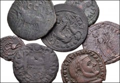 ROMAN. Provincial-Imperial. Lot of seventeen (17) bronze coins. Includes: ROMAN PROVINCIAL: SPAIN, Caesaragusta. Tiberius // Emerita. Tiberius // Colonia Patricia. Augustus // MOESIA INFERIOR, Nicopol