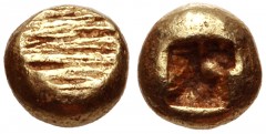 IONIA, Uncertain. Circa 650-600 BC. EL 1/24 Stater (5mm, 0.59 g). Milesian standard. Striated type. Flattened striated surface / Incuse square. Weidauer –; Traité I 14–5; Elektron II 15; Rosen –; SNG 