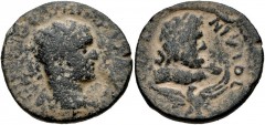 JUDAEA, Neapolis. Philip I. 244-249 CE. Æ (28mm, 11.33 g, 6h). Radiate, draped, and cuirassed bust right / Laureate bust of Zeus right, slight drapery on left shoulder, set on eagle standing left, hea