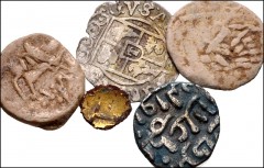 MIXED. Celtic-World. Lot of five (5) lead, bronze, and silver issues. Includes: CELTIC: Central Europe. Boii. Fourrée Eighth Stater // Eastern Celts. Imitating Odessos. PB (2) // WORLD: India, Islamic