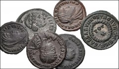ROMAN. Imperial. Lot of six (6) bronze coins from Divus Claudius II to Constantine II. Includes: Divus Claudius II // Constantine I // Divus Constantine // Helena // Constantine II. VF to Good VF, som