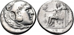 LYCIA, Phaselis. Circa 221/0-190 BC. AR Tetradrachm (30mm, 16.14 g, 12h). In the name and types of Alexander III. Dated CY 2 (217/6 BC). Head of Herakles right, wearing lion skin; c/m: Seleukid anchor